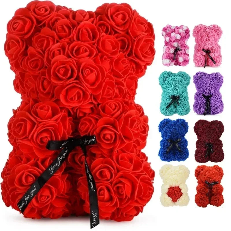 FromTheHearts new Artificial Flower Eternal Rose Teddy Bear for Mom Mother's Day Birthday Valentine's Day Anniversary Gifts & Decorations