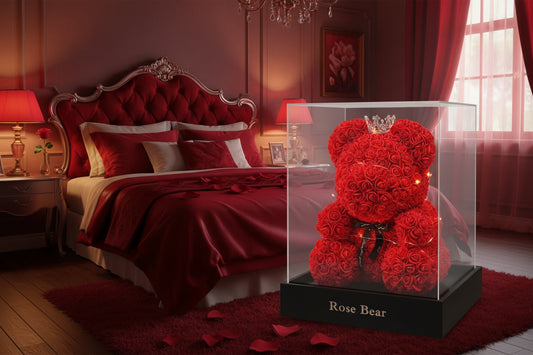 FromTheHearts new Artificial Flower Eternal Rose Teddy Bear for Mom Mother's Day Birthday Valentine's Day Anniversary Gifts & Decorations